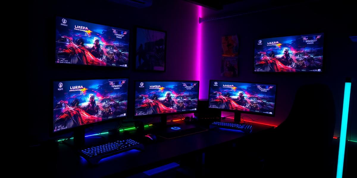 إعداد قيمنق احترافي — إضاءة RGB وشاشتان